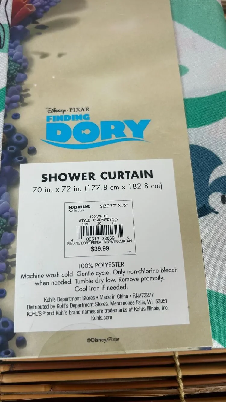 Disney Finding Dory Shower Curtain NWT